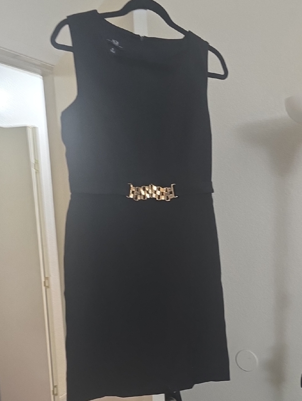 AGB Black Mini Dress with Gold Waist Detail